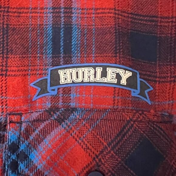 Hurley Men's Flannel Plaid Button-Down Shirt (SUNDRIED TOMATO) Size Small - Picture 7 of 9